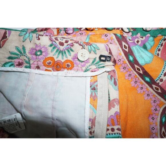 Zara Shorts Womens XL Floral Linen Boho Abstract High Rise Shorts - Picture 8 of 8